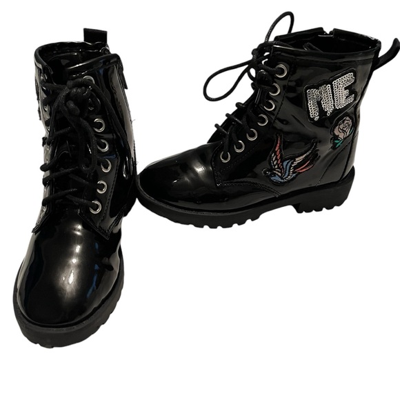 Patent Leather Patch Work Boots - Picture 6 of 9
